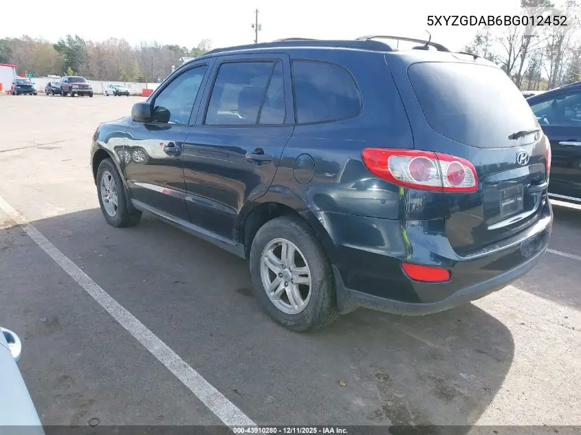 5XYZGDAB6BG012452 2011 Hyundai Santa Fe Gls