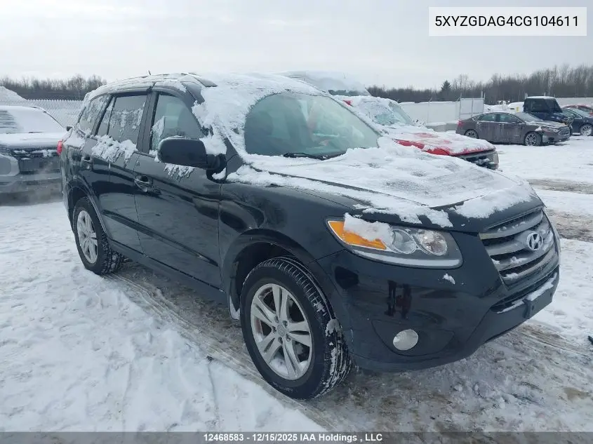 5XYZGDAG4CG104611 2012 Hyundai Santa Fe Gls