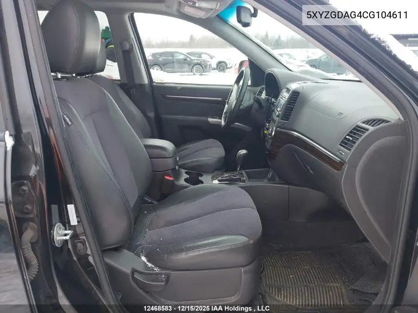 5XYZGDAG4CG104611 2012 Hyundai Santa Fe Gls