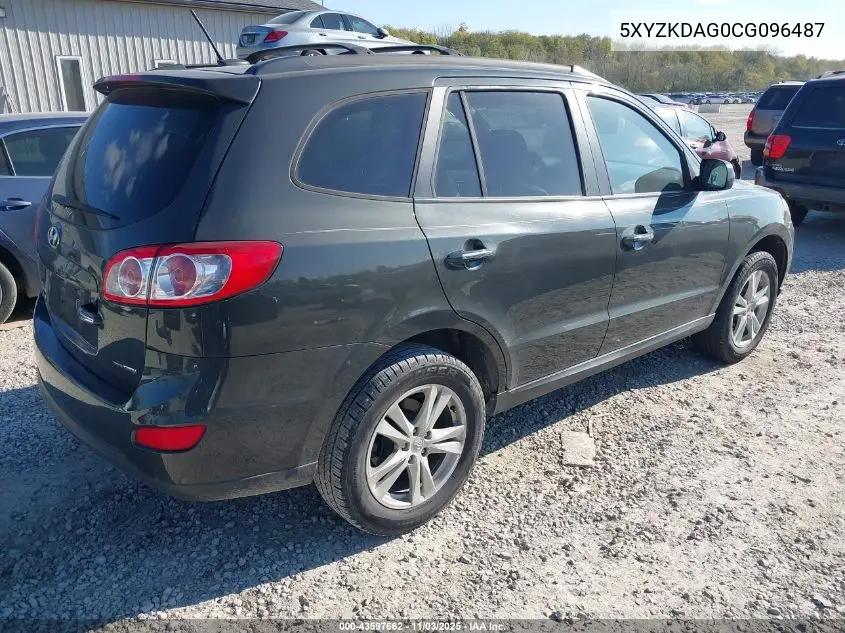 5XYZKDAG0CG096487 2012 Hyundai Santa Fe Limited V6
