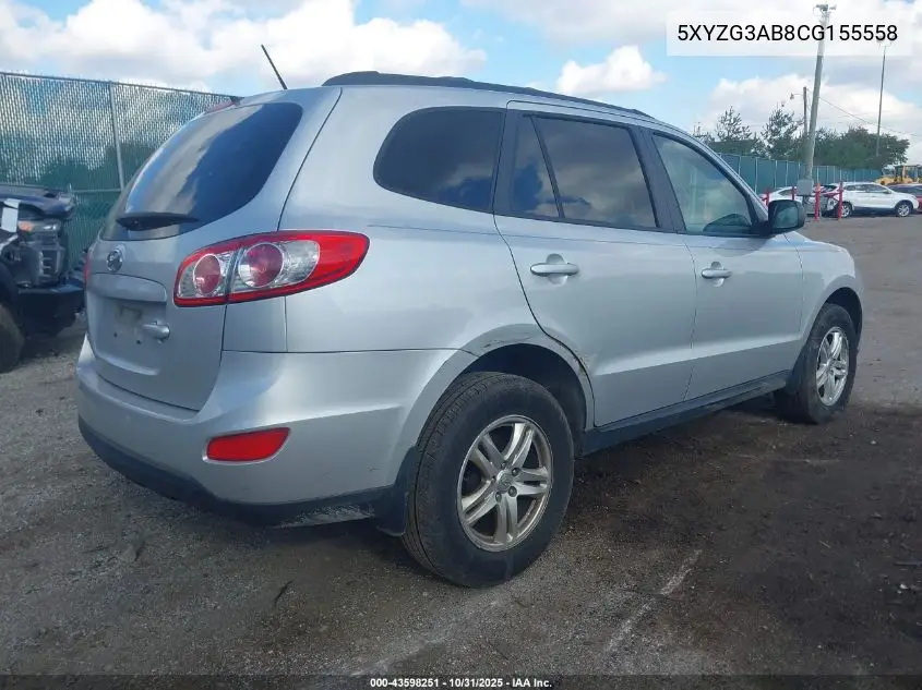 5XYZG3AB8CG155558 2012 Hyundai Santa Fe Gls