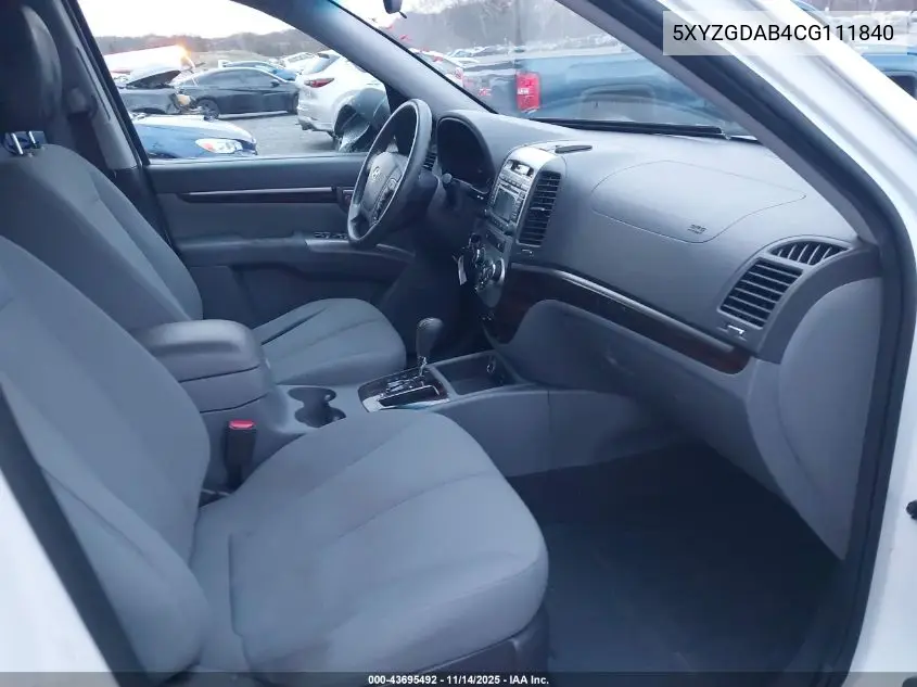 5XYZGDAB4CG111840 2012 Hyundai Santa Fe Gls