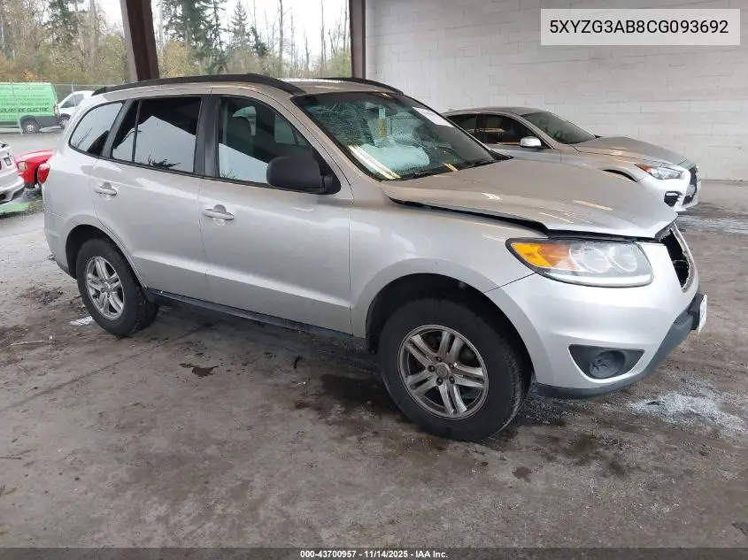 5XYZG3AB8CG093692 2012 Hyundai Santa Fe Gls