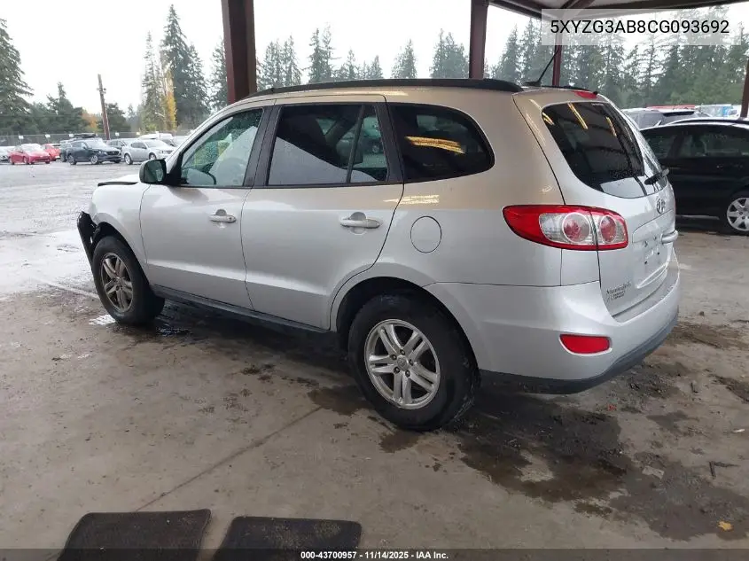 5XYZG3AB8CG093692 2012 Hyundai Santa Fe Gls