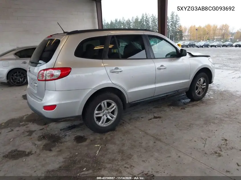 5XYZG3AB8CG093692 2012 Hyundai Santa Fe Gls