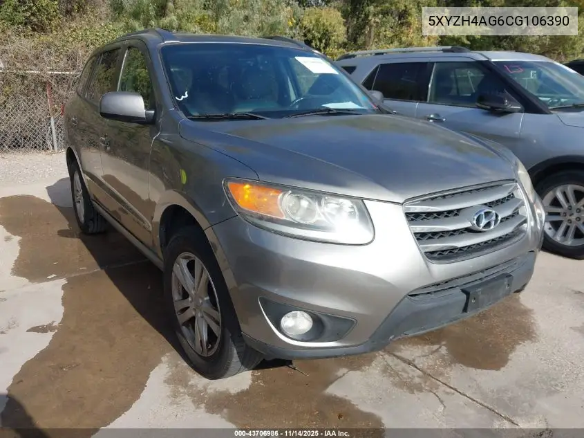 5XYZH4AG6CG106390 2012 Hyundai Santa Fe Se