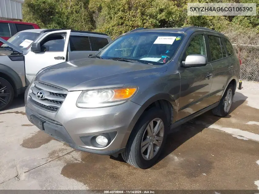 5XYZH4AG6CG106390 2012 Hyundai Santa Fe Se