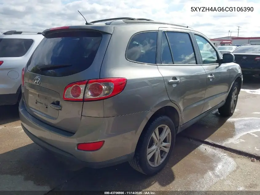 5XYZH4AG6CG106390 2012 Hyundai Santa Fe Se