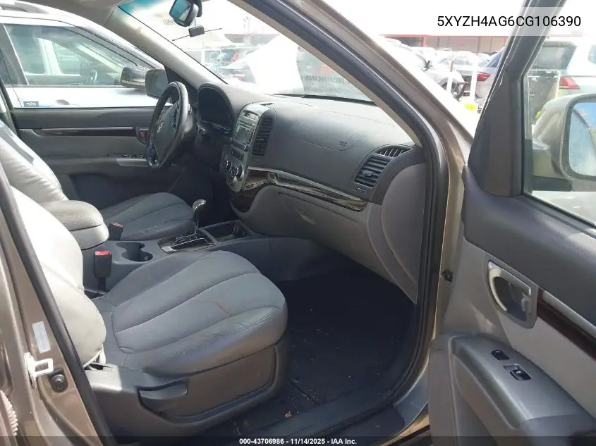 5XYZH4AG6CG106390 2012 Hyundai Santa Fe Se
