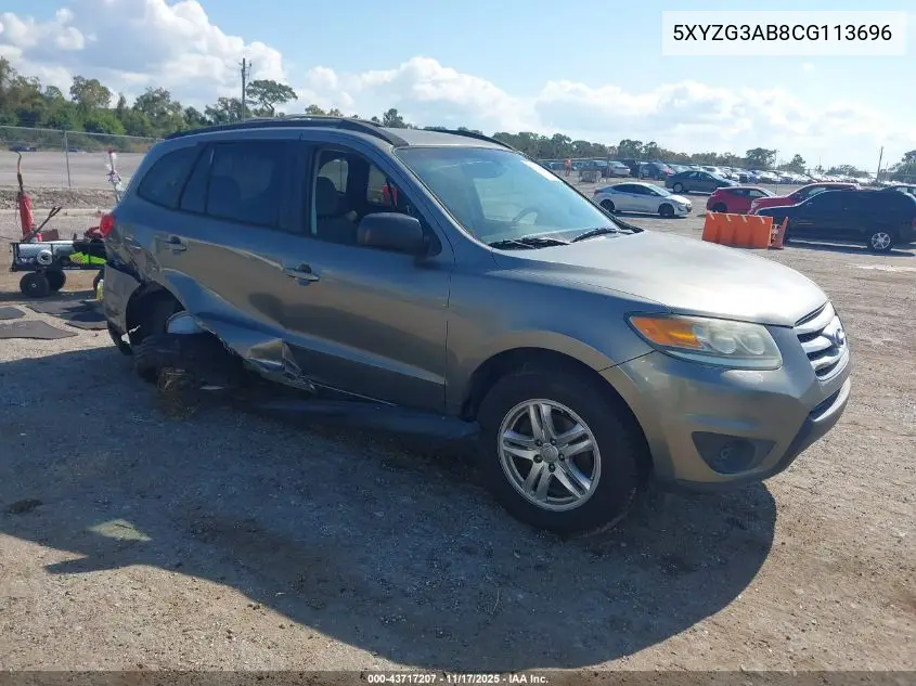 5XYZG3AB8CG113696 2012 Hyundai Santa Fe Gls