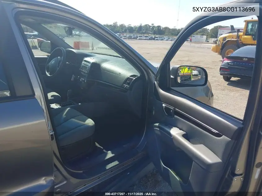 5XYZG3AB8CG113696 2012 Hyundai Santa Fe Gls