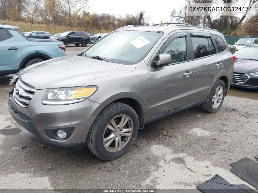 5XYZKDAG1CG124474 2012 Hyundai Santa Fe Limited V6
