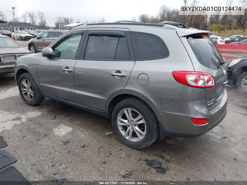 5XYZKDAG1CG124474 2012 Hyundai Santa Fe Limited V6