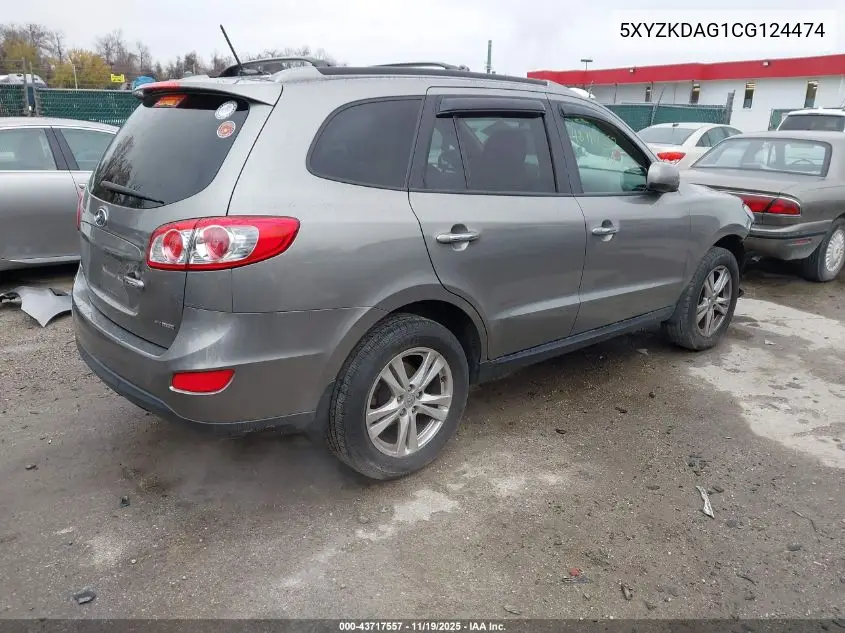 5XYZKDAG1CG124474 2012 Hyundai Santa Fe Limited V6