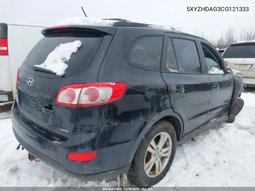 5XYZHDAG3CG121333 2012 Hyundai Santa Fe Se