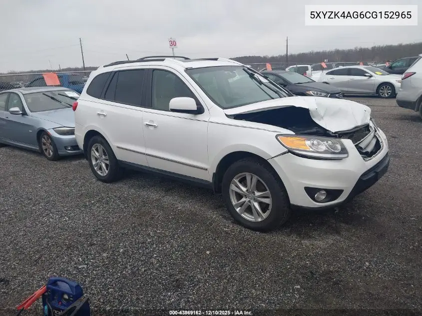 5XYZK4AG6CG152965 2012 Hyundai Santa Fe Limited V6
