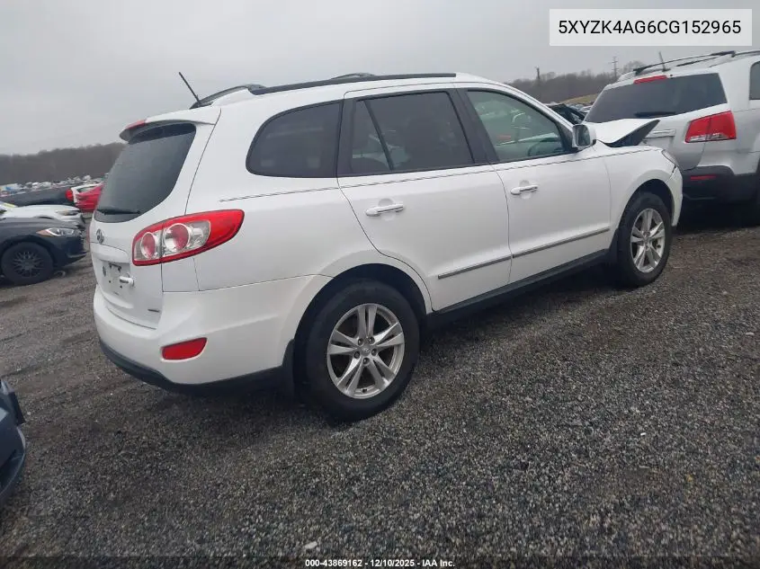 5XYZK4AG6CG152965 2012 Hyundai Santa Fe Limited V6