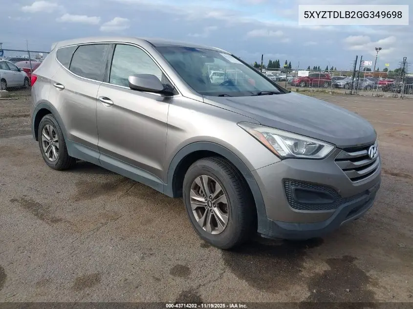 5XYZTDLB2GG349698 2016 Hyundai Santa Fe Sport 2.4L
