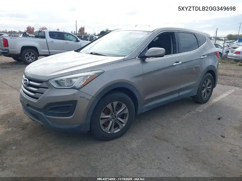 5XYZTDLB2GG349698 2016 Hyundai Santa Fe Sport 2.4L