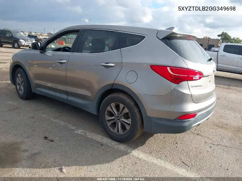 5XYZTDLB2GG349698 2016 Hyundai Santa Fe Sport 2.4L