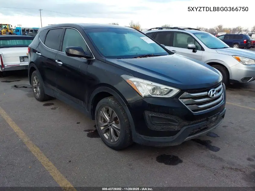 5XYZTDLB8GG366750 2016 Hyundai Santa Fe Sport 2.4L