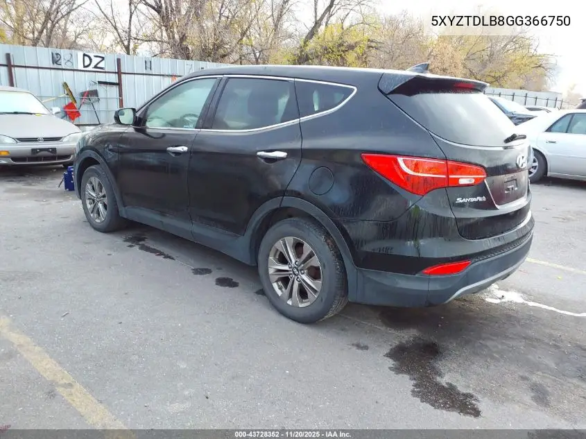 5XYZTDLB8GG366750 2016 Hyundai Santa Fe Sport 2.4L