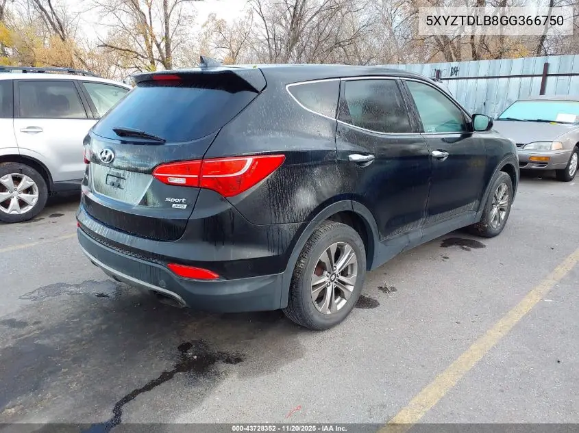 5XYZTDLB8GG366750 2016 Hyundai Santa Fe Sport 2.4L