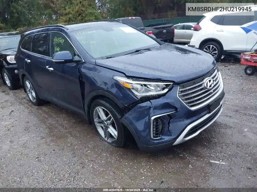 KM8SRDHF2HU219945 2017 Hyundai Santa Fe Se Ultimate