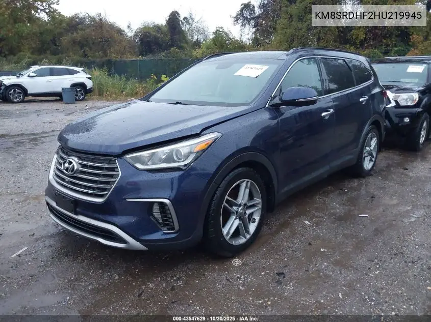 KM8SRDHF2HU219945 2017 Hyundai Santa Fe Se Ultimate