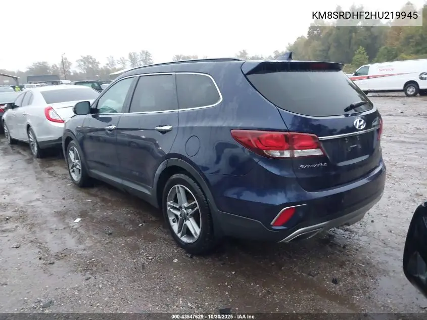 KM8SRDHF2HU219945 2017 Hyundai Santa Fe Se Ultimate