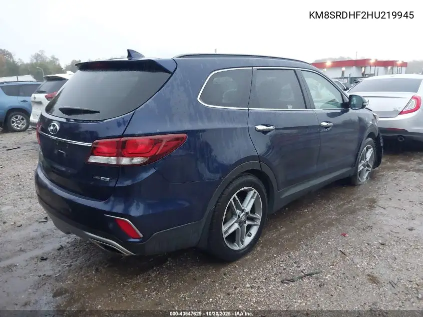 KM8SRDHF2HU219945 2017 Hyundai Santa Fe Se Ultimate