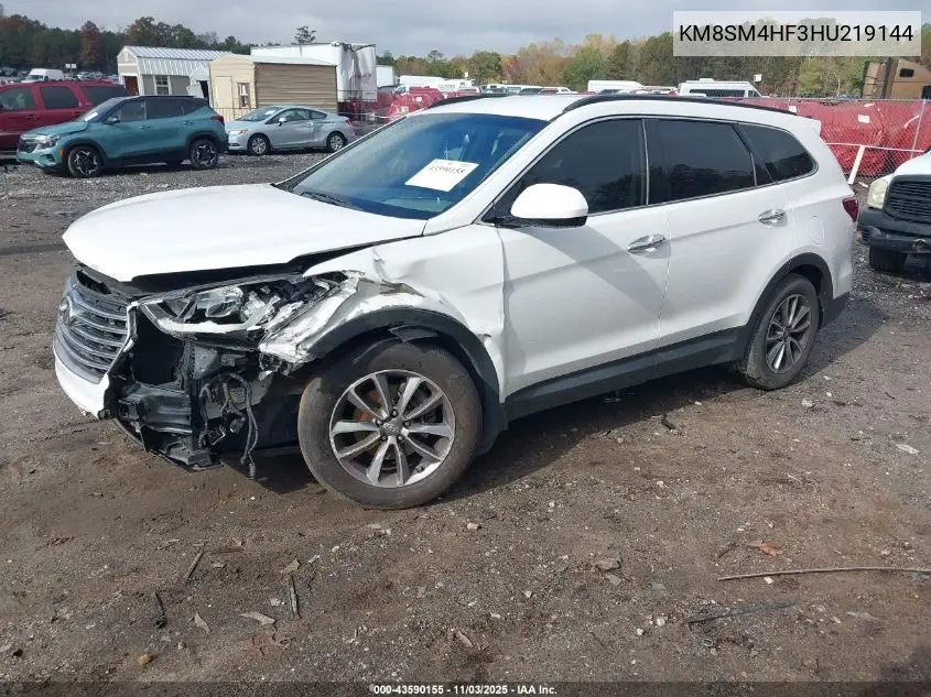 KM8SM4HF3HU219144 2017 Hyundai Santa Fe Se