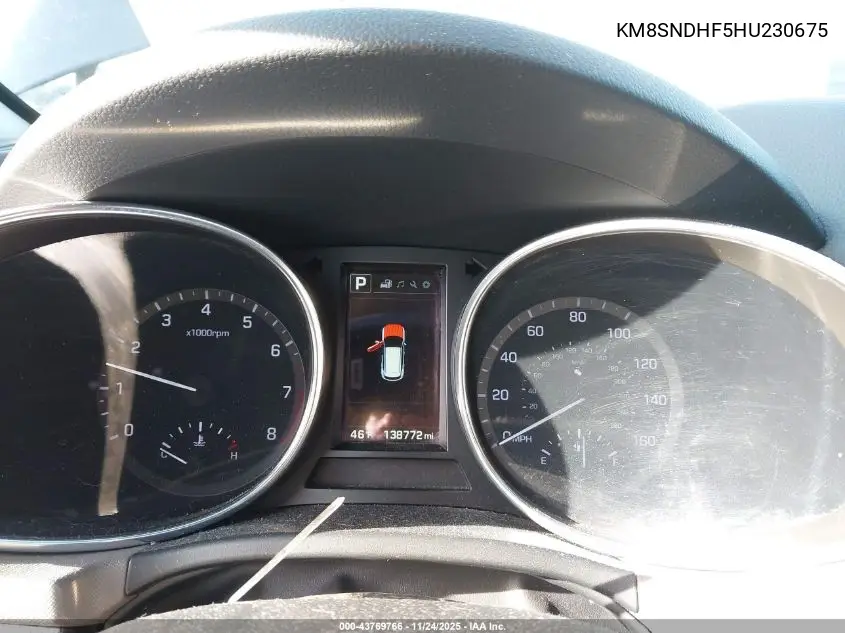 KM8SNDHF5HU230675 2017 Hyundai Santa Fe Se