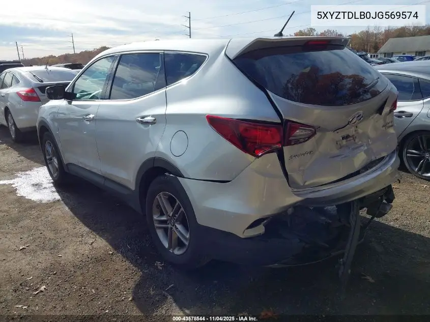 5XYZTDLB0JG569574 2018 Hyundai Santa Fe Sport 2.4L