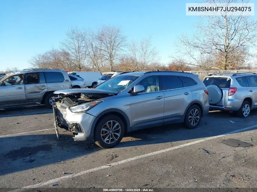 KM8SN4HF7JU294075 2018 Hyundai Santa Fe Se