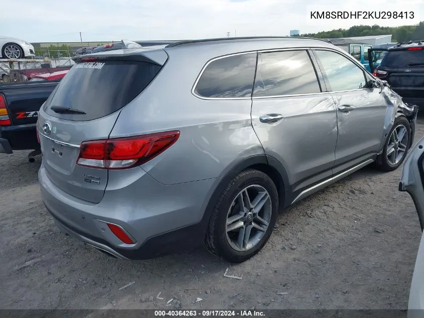 2019 Hyundai Santa Fe Xl Se Ultimate/Limited Ultim VIN: KM8SRDHF2KU298413 Lot: 40364263