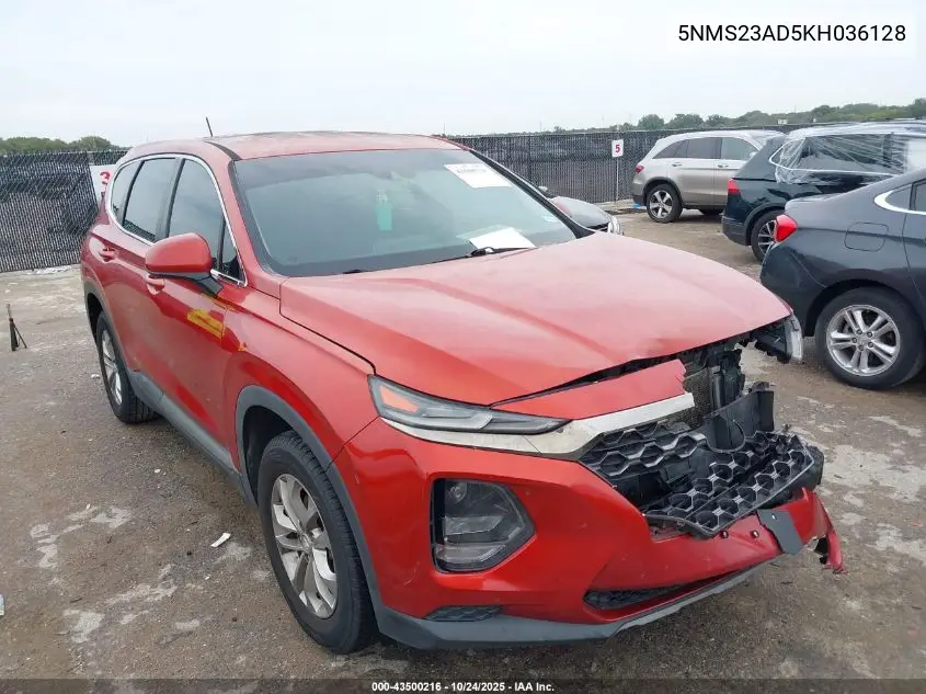 5NMS23AD5KH036128 2019 Hyundai Santa Fe Se