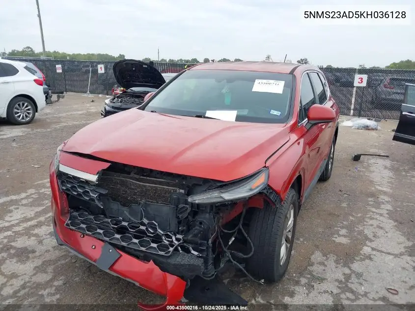 5NMS23AD5KH036128 2019 Hyundai Santa Fe Se