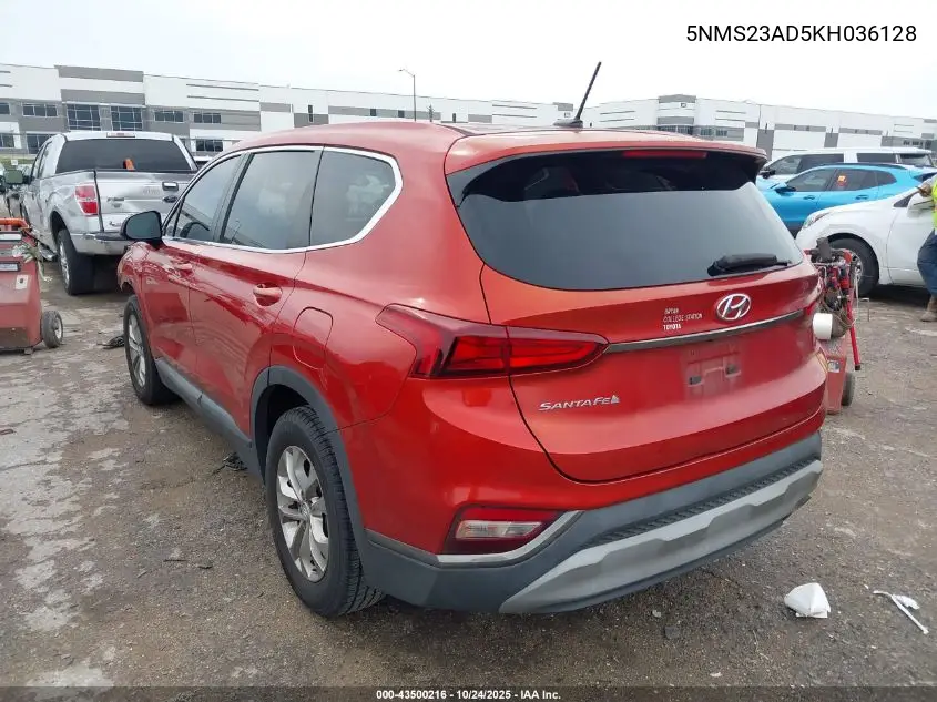 5NMS23AD5KH036128 2019 Hyundai Santa Fe Se