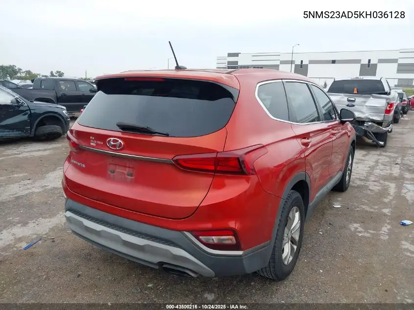 5NMS23AD5KH036128 2019 Hyundai Santa Fe Se