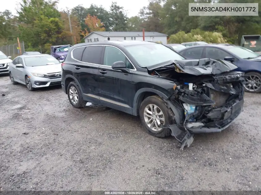 5NMS3CAD4KH001772 2019 Hyundai Santa Fe Sel