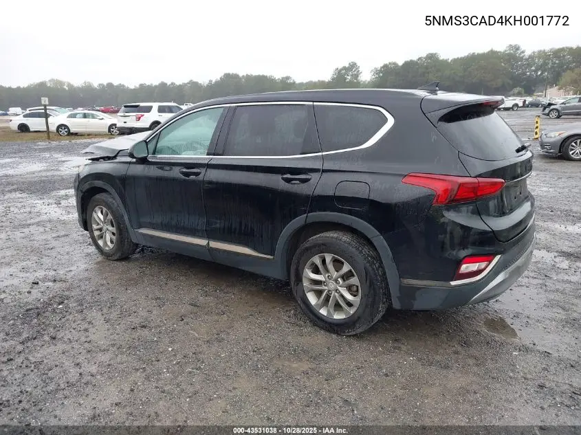 5NMS3CAD4KH001772 2019 Hyundai Santa Fe Sel