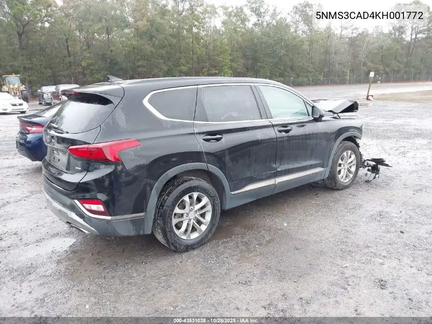 5NMS3CAD4KH001772 2019 Hyundai Santa Fe Sel