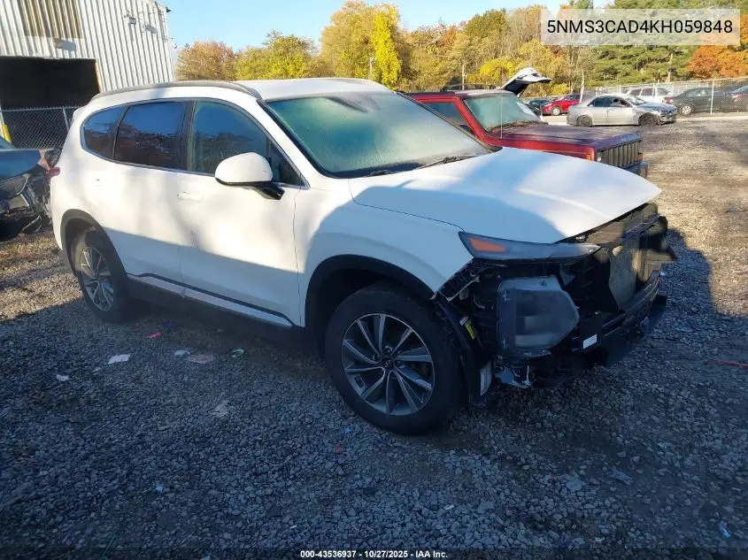 5NMS3CAD4KH059848 2019 Hyundai Santa Fe Sel Plus
