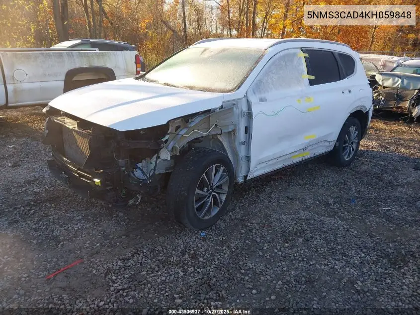 5NMS3CAD4KH059848 2019 Hyundai Santa Fe Sel Plus