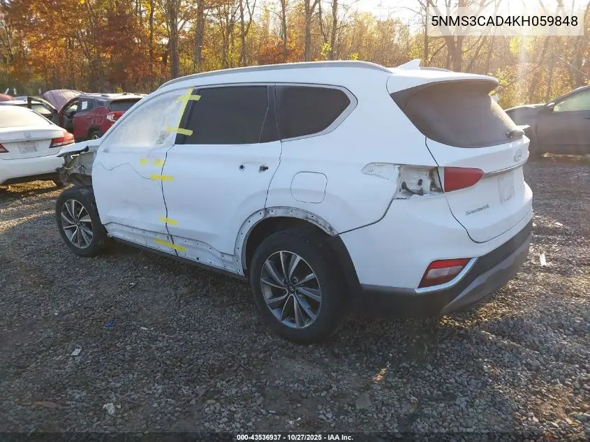 5NMS3CAD4KH059848 2019 Hyundai Santa Fe Sel Plus
