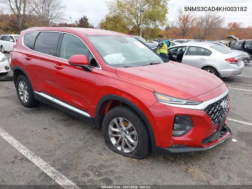 5NMS3CAD4KH003182 2019 Hyundai Santa Fe Sel