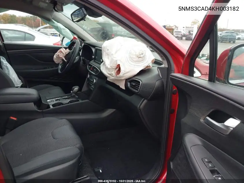 5NMS3CAD4KH003182 2019 Hyundai Santa Fe Sel