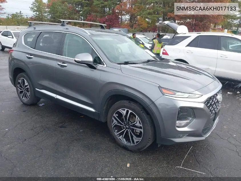 5NMS5CAA6KH017133 2019 Hyundai Santa Fe Ultimate 2.0T