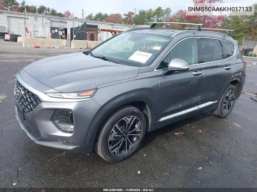 5NMS5CAA6KH017133 2019 Hyundai Santa Fe Ultimate 2.0T